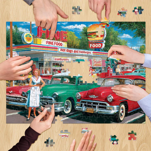 XAPAEG 500 500 12+, 20.5 15 Pieces Jigsaw Puzzles, Retro Style piece Puzzles for Adults, Car and Food Station Jigsaw