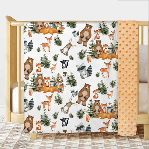 Woodland Baby Blankets for Unisex Boys Girls, Soft Nursery Minky Blankets with Double Layer Dotted Backing, Toddler Baby Crib Stroller Swaddle Shower Gifts, Forest Animals Receiving Blankets, 30"x40" by Buerhanerry