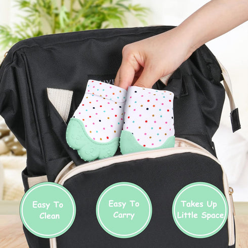 2Pack Silicone Teething Mitt for Infants, Soothing Pain Relief, Safe Teething Toys for 0-12 Months, Prevent Scratches