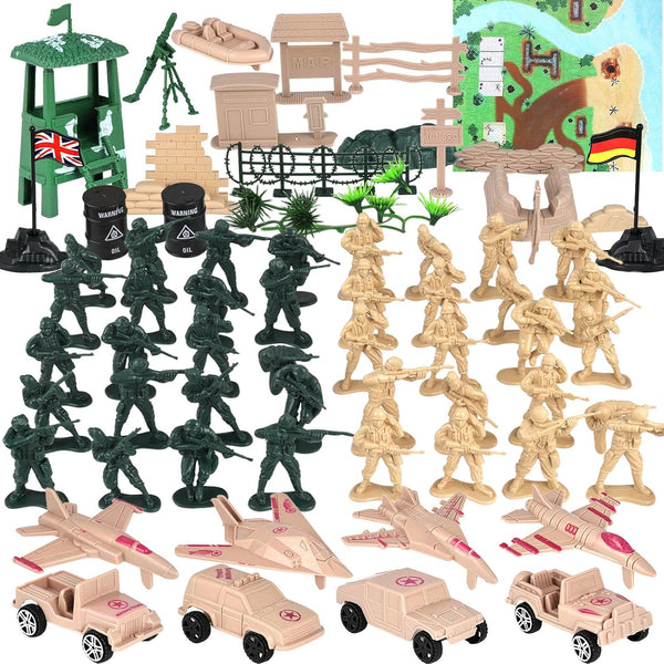3 otters 120PCS Army Men Military Set, Military Soldier Playset Army Men