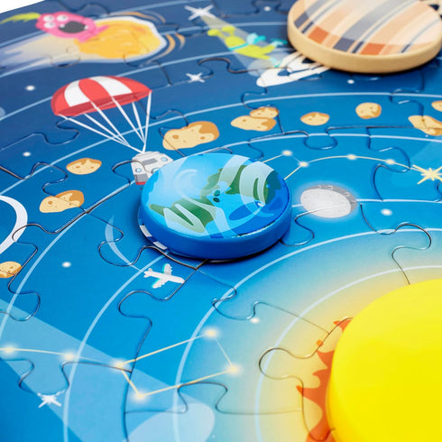 Hape Solar System Puzzle with Glowing LED Sun for Kids