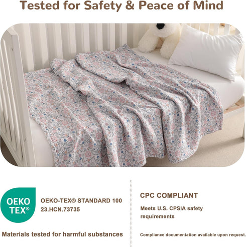 2-Layer, 30x40 NTBAY Muslin Baby Swaddle Blanket, Lightweight Receiving Blanket for Newborns and Infants, Crib Stroller