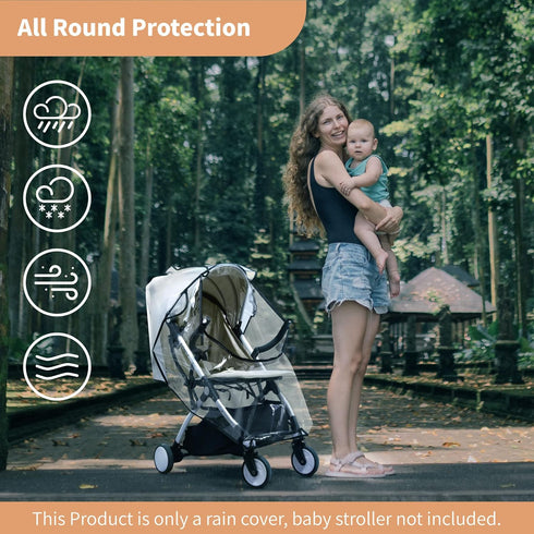 Bemece Stroller Rain Cover, Universal Baby Travel Weather Shield, Windproof and Waterproof