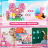 100 Sets, 3 4 5 6 7 8-12 Magnetic Blocks - PCS Transparent Magnetic Building Block for Kids, Pink Princess Castle