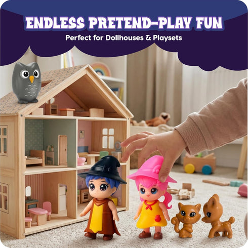 Playset FUNERICA Wizard Dollhouse People Imaginative Little People Guests & Accessories for Doll Houses and Pretend