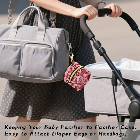 PYBUG Lip Round Pacifier Storage Case, Polyester & TPU Lined with Hook Buckle, Pacifier Container Box for Baby, Fashion