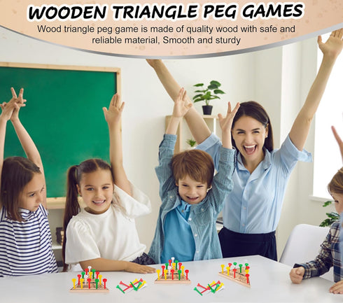 Wooden Triangle Peg Board Game - 3 Pack Retro Mini Travel Game