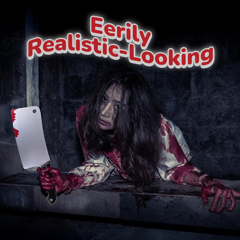 Set Set Set ArtCreativity Fake Bloody Knife for Halloween - Bloody Knife Prop with Meat Cleaver and Kitchen Knife - Two