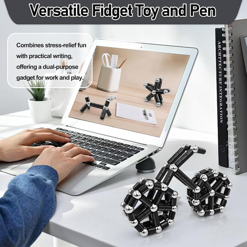 Magnetic Fidget Pen, Deformable Metal Stress Relief Gadget for Adults & Teens, Novelty Fidget Toy for Birthday