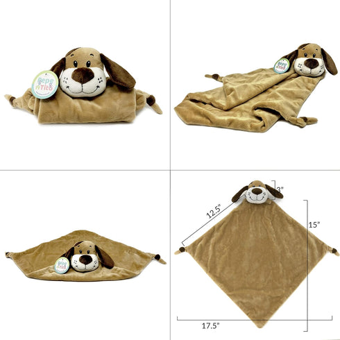 Baby Security Blanket - 18" Tall Soft Fleece Blanky for Boys & Girls with Plush Stuffed Animal - Puppy Dog