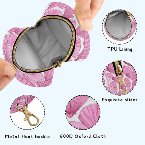 PYBUG Scallop Round Pacifier Storage Case, Polyester & TPU Lined with Hook Buckle, Pacifier Container Box for Baby