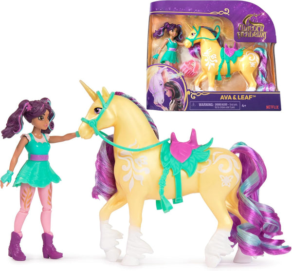 Unicorn Academy, Ava & Leaf Set with 2 Riding Accessories & Hair Styling Tool, Dolls & Unicorn Toys for Girls