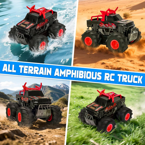 1:16 2.4GHz 4WD 2 6 7 8 9 10 11 12 BainGesk Remote Control Monster Truck Toys, Amphibious Waterproof RC Car, All