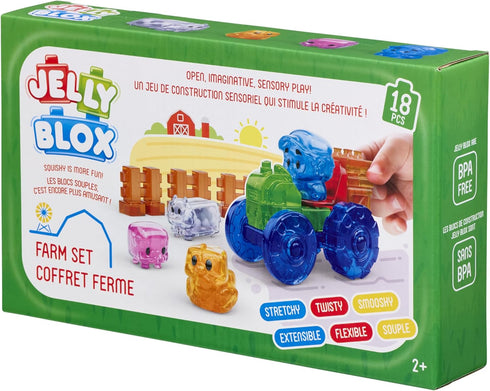 Set 18 2+ Jelly Blox Farm | Includes Pieces | Toddler & Preschool Building Blocks Kids Can Squeeze, Stretch, Squish |