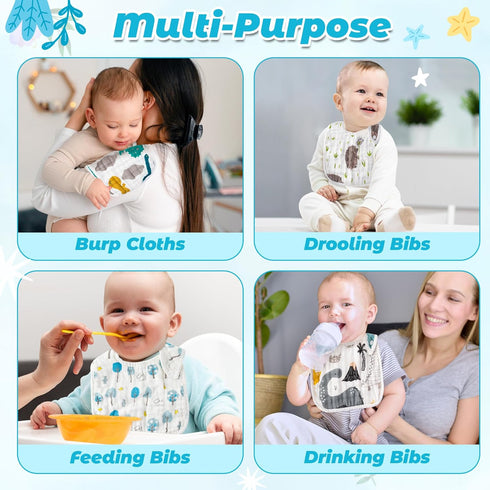 20Pcs Zainpe Snap Muslin Cotton Baby Bibs Soft Absorbent Adjustable Burp Cloths for Newborns Drooling Feeding Teething