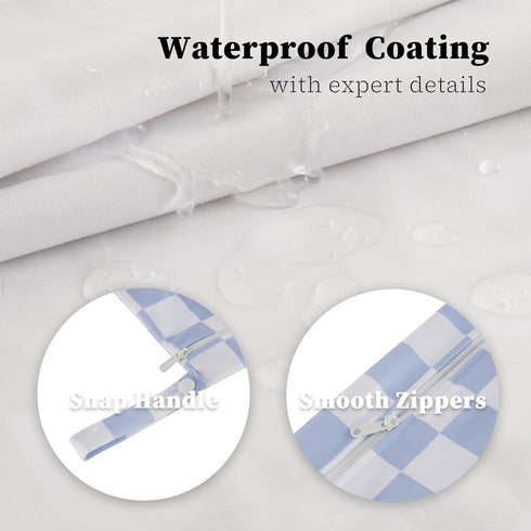 Pack 2 Ohocut Blue Checkered Waterproof Wet Dy Diaper Bag for Baby Essentials, Travel, Swimsuit, Beach Bag Accessories
