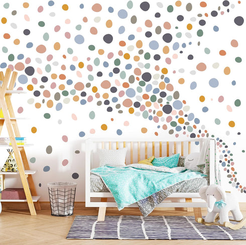 Pastel Polka Dot Stickers, Kids Wall Decals, Peel and Stick Removable Nursery