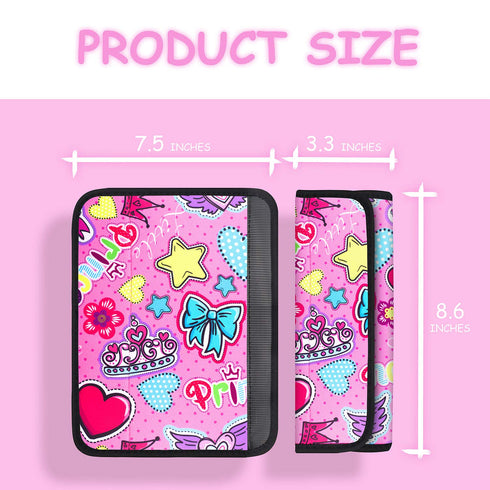 YR Seat Belt Cover for Kids, Soft Comfort Cushion for Children, Cute Cartoon Pattern Car Seat Belt Pads, Pop Pink
