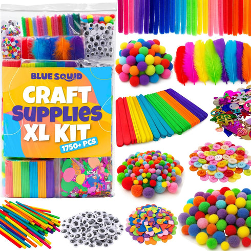 Blue Squid 1750+pcs Craft Kits for Kids, Ages 4-9 Girl Boys Gifts