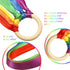WILLBOND 3 Pieces Rainbow Hand Kite Ribbon, Dancing Ribbon Streamer with Wood Ring Educational Toys
