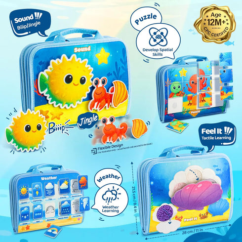 glintey 1-3 1 2 3 Busy Board Montessori Toys for Toddlers Busy Book Sensory Toys for Girls Boys,Airplane Travel