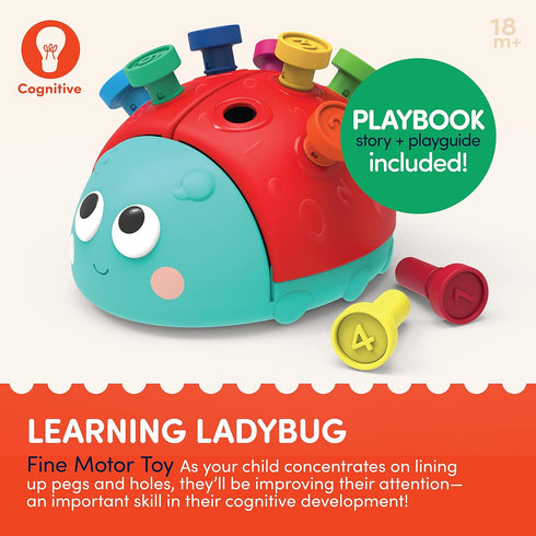 Battat Education Fine Motor Peg Toy for Toddlers, Montessori Educational Developmental Toy - Learning Ladybug