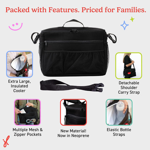 J.L. Childress Cool 'N Cargo Stroller and Wagon Cooler and Organizer - Universal Fit - Insulated - Attaches