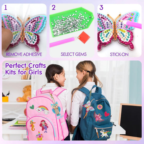 6 4 4-12 goldentime Diamond Art Kits for Kids Including Diamond Painting Bracelets, Diamond Art Keychains and Colorful