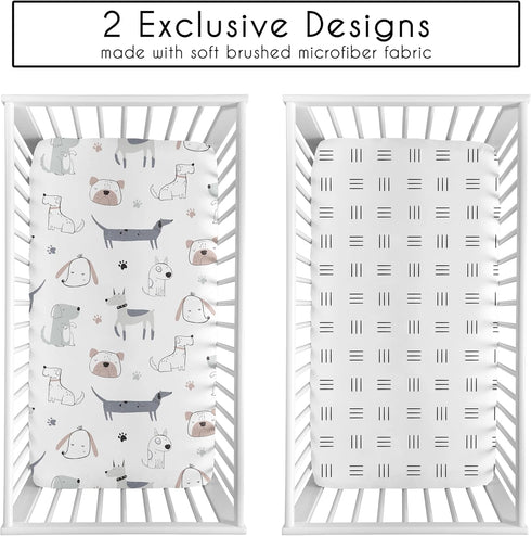 2-Piece Set Sweet Jojo Designs Baby Crib Sheets (Puppy Dogs) for Boys or Girls, Infant Nursery, Toddler Room - Standard