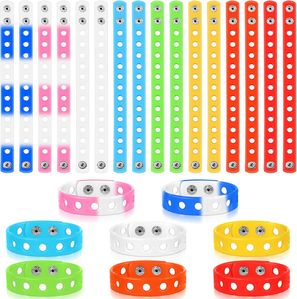 48 Pieces Silicone Wristband, 8 Colors Adjustable Rubber Band Wristbands for Party Gifts DIY