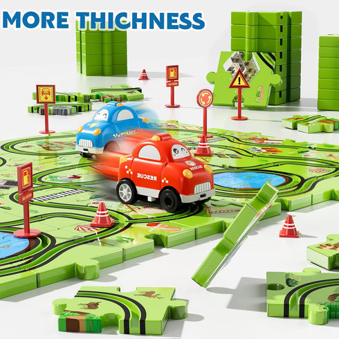 Beby Buty 48PCS Set 3 4 5 6 3-5 4-6 Puzzle Race Track Car for Toddlers Kids Boys, Toddler Toys Birthday Gifts for Years