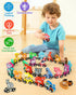 Helsort Set 3-5, Wooden Alphabet Train for Toddlers Magnetic ABC Train with Snap-Connection, Animal-Themed Educational