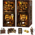 Kangomelon DIY Book Nook Kit Wooden Bookshelf Miniature Serenity Coffee House Kit 3D