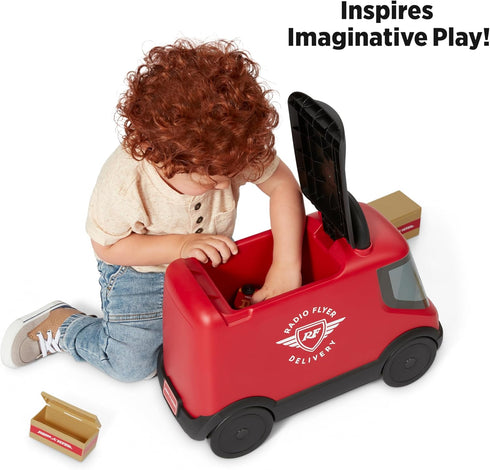 Radio Flyer Delivery Van Ride On Toy for Kids, Red Toddler Ride On for Ages 2+