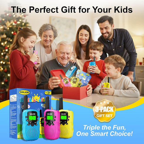 SANJOIN 3-12 3 4 3 4 5 6 7 8 9 Walkie Talkies for Kids Games Outdoor Toys for Year Old Boys Girls, Miles Range Walkie