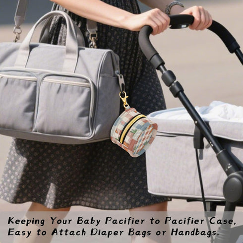 PYBUG Carrot Round Pacifier Storage Case, Polyester & TPU Lined with Hook Buckle, Pacifier Container Box for Baby