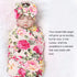 Newborn Baby Receiving Blankets Girl with Bow Hat Headband Wooden Birth Card Set Baby Swaddles for Newborns Toddler Gift
