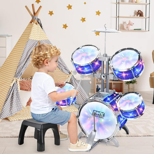 PaLeyFer Set Upgraded Kids Drum for Toddlers w/ Light (All Plastic), Musical Gifts Toys for Boys Girls, Kids Jazz Drum