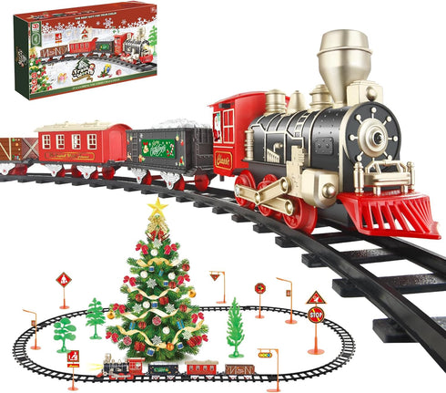 JQ JUQU Electric Train Set for Kids Ages 4-8 with Lights and
