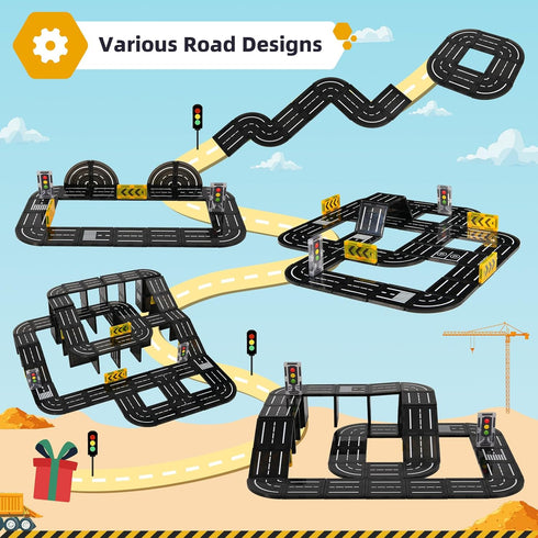 Pack, 3+Year Aukit Magnetic Tiles Road Expansion Magnetic Building Blocks Construction Toys for Old Boys Girls, Kids