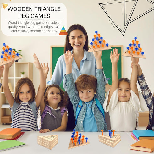 8 Packs Wooden Triangle Peg Games, Family Wooden Board Game Learning Puzzles for Travel and Gathering