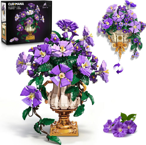 CUBIMANA Flowers Botanicals Building Set with Vase - 2 in 1 Morning