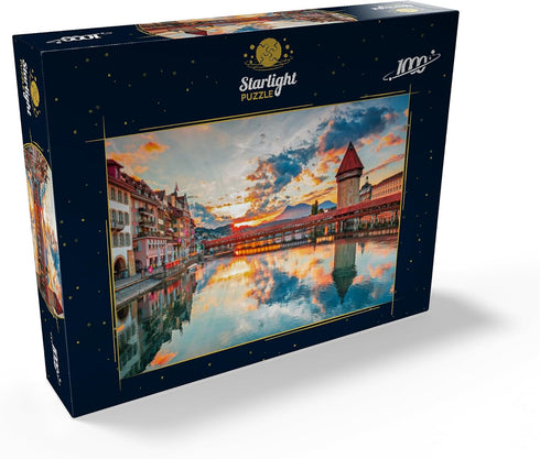MyPuzzle Sunset in The Historical City Center of Lucerne - Premium 1000 Piece Jigsaw Puzzle for Adults
