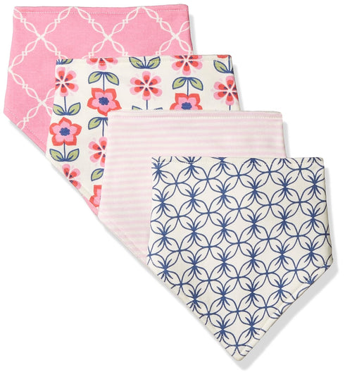 Touched by Nature Unisex Baby Organic Cotton Bandana Bibs, Flower, One Size
