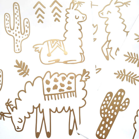Alpaca Animal and Cactus Wall Decal | Peel and Stick for Kids, Baby Bedroom Nursery, Living Room | 50 pcs Vinyl