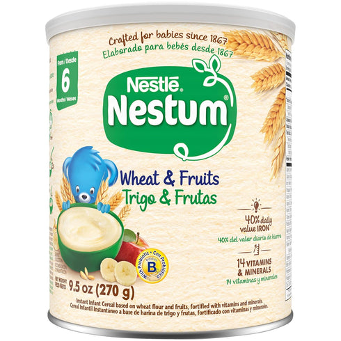 Nestum 9.5 (Pack 3) Nestle Infant Cereal Wheat and Fruits, Ounce