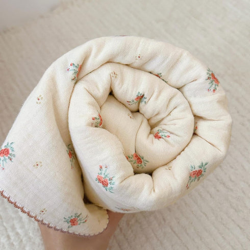 Blankets,4-Layer Pattern,47"x51" BuLuTu Toddler Blanket Muslin Cotton Baby Blanket Soft Nursery Bed Blankets Shabby