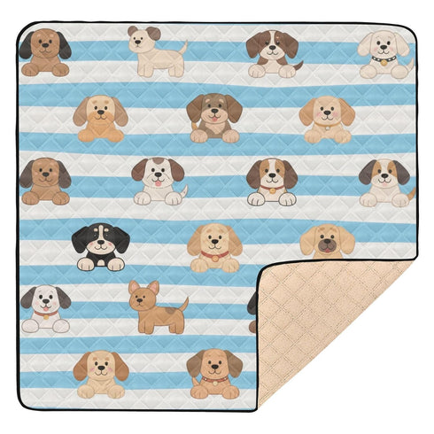 EtherSpher Blue White Striped Dog Large Stylish Baby Care Play mat for Floor