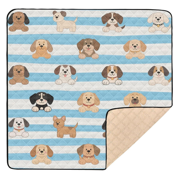 EtherSpher Blue White Striped Dog Large Stylish Baby Care Play mat for Floor