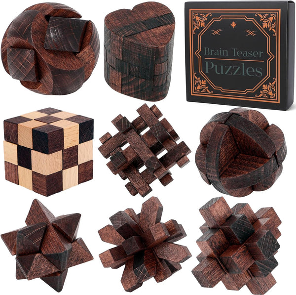 Mytothfy 8 Pcs Brain Teaser Puzzles for Adults Teens - Wooden Puzzles 3D